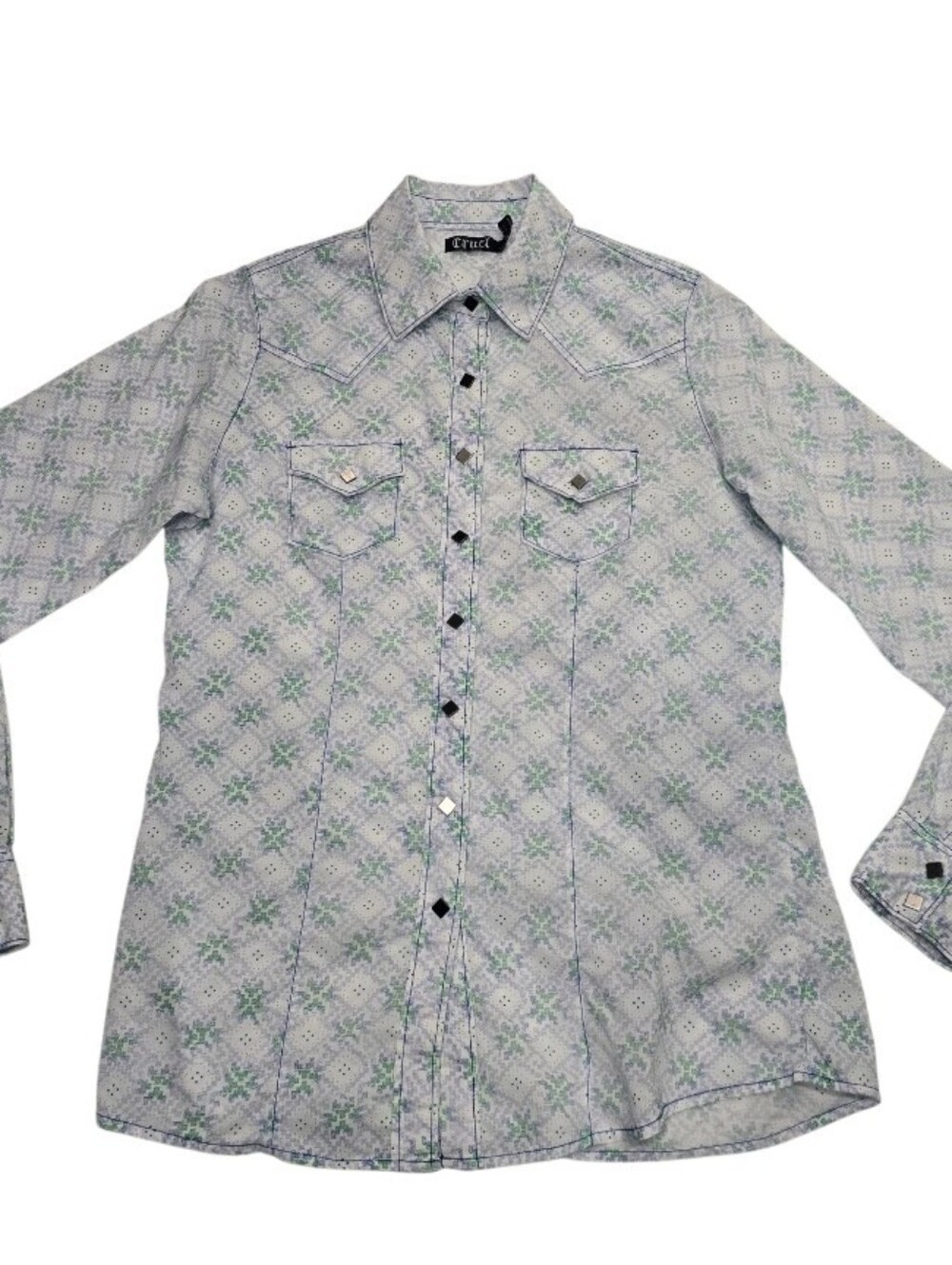 Cowgirl Western Snap Shirt Pastel Ranch Rodeo Southwestern Sz L - Picture 4 of 10